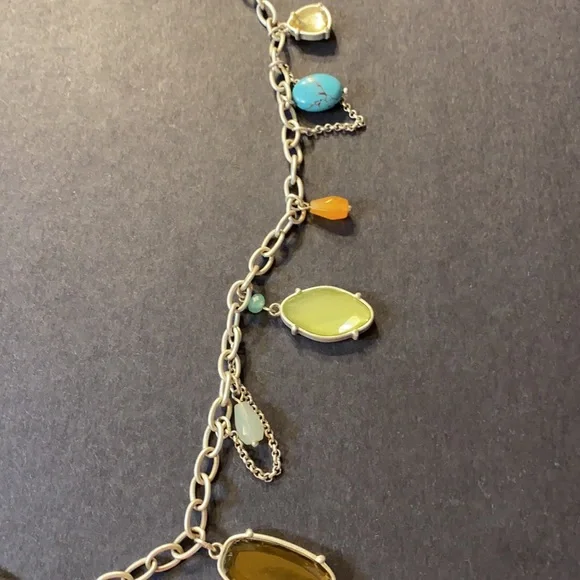 Lia Sophia Multicolored Chain Style Necklace w Beads Silver Tone Charms Vintage - Picture 6 of 7